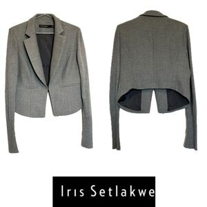 Like New Iris Setlakwe Cropped Mixed Media Grey Jacket Size 10 Made in Canada